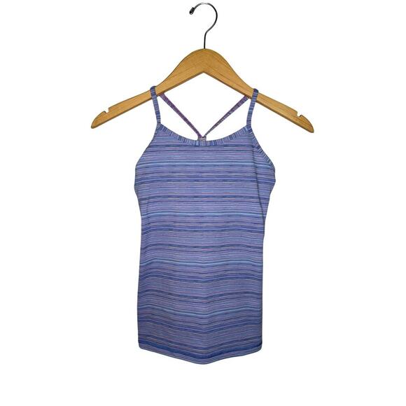 Ivivva by Lululemon Athletic Sports Tank Top Girls Size 10 Striped Lined - Picture 1 of 8